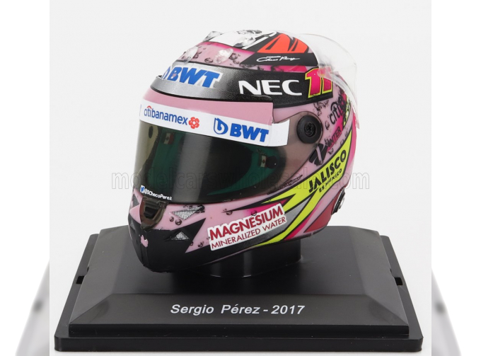 HELMET F1 Casco - Force India Vjm10 Mercedes Team Sahara N11 Season (2017) Sergio Perez, Pink Yellow Black