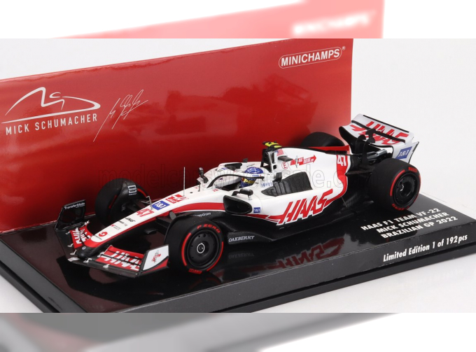 HAAS F1 Vf-22 Ferrari Team Haas №47 Brazilian Gp (2022) Mick Schumacher, White Black Red