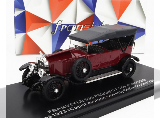 PEUGEOT 156 Torpedo Cabriolet Closed (1923) - Cofano Motore Aperto - Open Bonnet - Capot Moteur Ouvert, Red Black