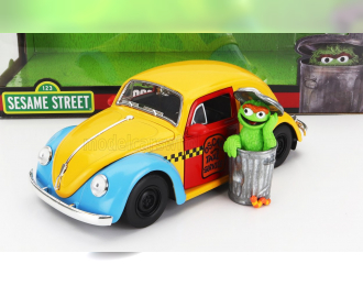 VOLKSWAGEN Beetle Maggiolino With Oscar The Grounch Sesame Street Figure 1959, Yellow Red Blue