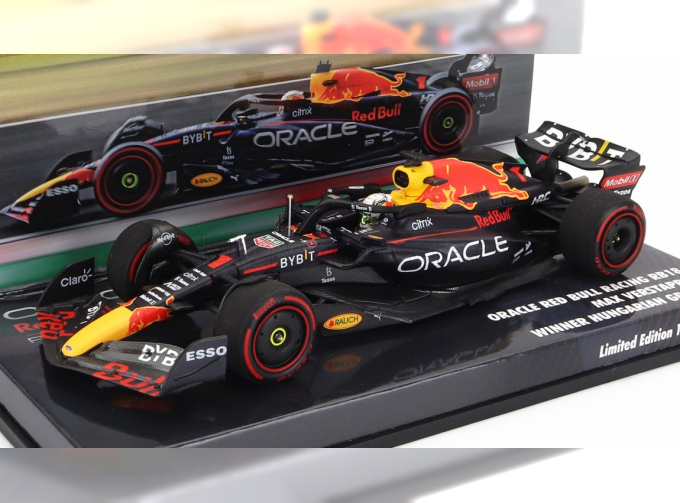 RED BULL F1 Rb18 Team Oracle Red Bull Racing №1 World Champion Winner Hungarian Gp (2022) Max Verstappen, Matt Blue Yellow Red