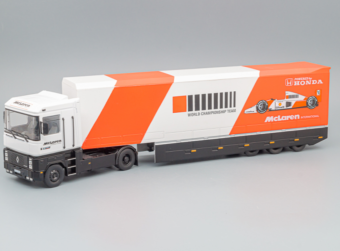 RENAULT Magnum Ae500 Car Transporter Team F1 Mclaren Honda Mp4/6 World Champion Season (1991), White Black Orange