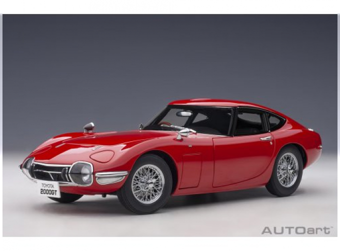 Toyota 2000 GT красный со спицованными колесами