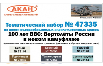 Набор акриловых красок 100 лет ВВС: Вертолёты в новом камуфляже (заводские образцы красок)