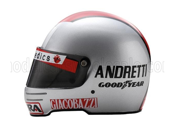 HELMET F1 Casco Helmet Mario Andretti 126 C2 Team Ferrari Season (1982), Silver Red