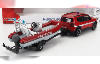 JEEP Renegade Fire Engine Con Carrello E Gommone 2017 - Trailer And Motorboat, Red White