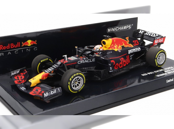 RED BULL F1 Rb16b Honda Ra620h Team Aston Martin №33 Winner Mexico Gp World Champion (2021) Max Verstappen, Matt Blue Yellow Red