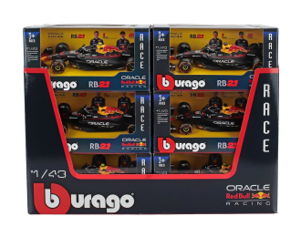 RED BULL F1 - Set 12x - Espositore - Display Stand - Rb21 Team Oracle Red Bull Racing №1 Season (2025) Max Verstappen + №22 Yuki Tsunoda, Blue Yellow Red