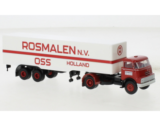 DAF DO 2000 Semi Tractor with Van Trailer Rosmalen Band (1957), red/white