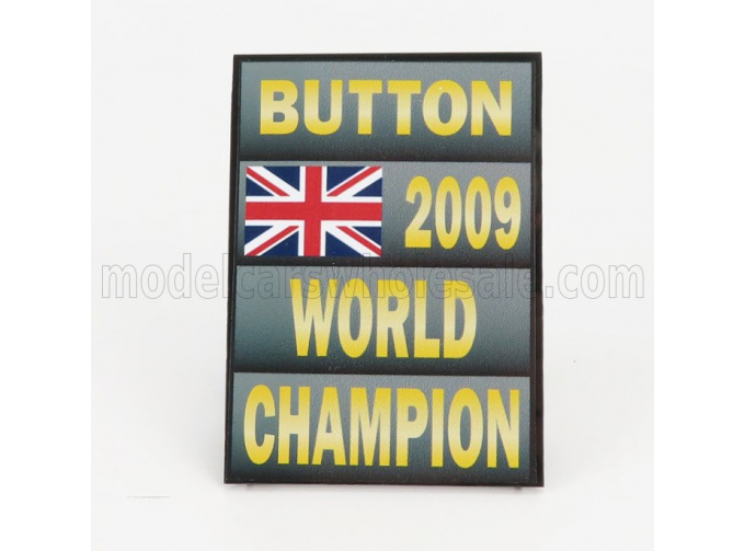 ACCESSORIES F1 World Champion Plate Pit Board - Brawn Gp Mercedes Bgp001 №22 Season 2009 Jenson Button, Grey Black Yellow