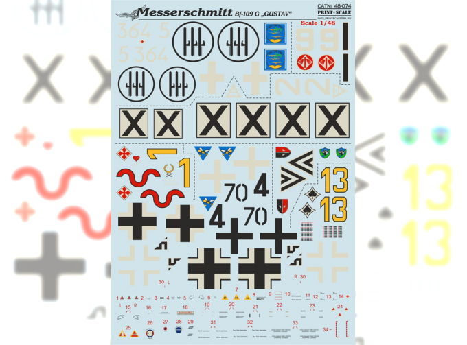 Набор декалей Messershmit 109-G Wet decal