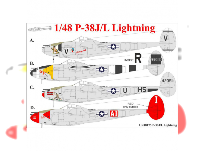 Декаль для P-38J/L Lightning