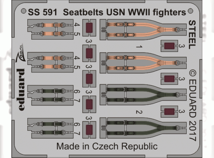 Цветное фототравление для Стальные ремни USN WWII для истребителей