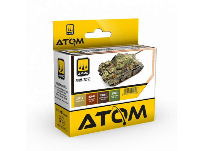 Набор красок ATOM 1944-45 Немецкие стандартные цвета / 1944-45 German Standard Colors Set (4 шт.)