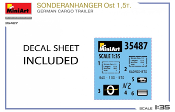 Сборная модель немецкий грузовой прицеп 1.5т / TRAILER German Cargo Trailer Military 1945