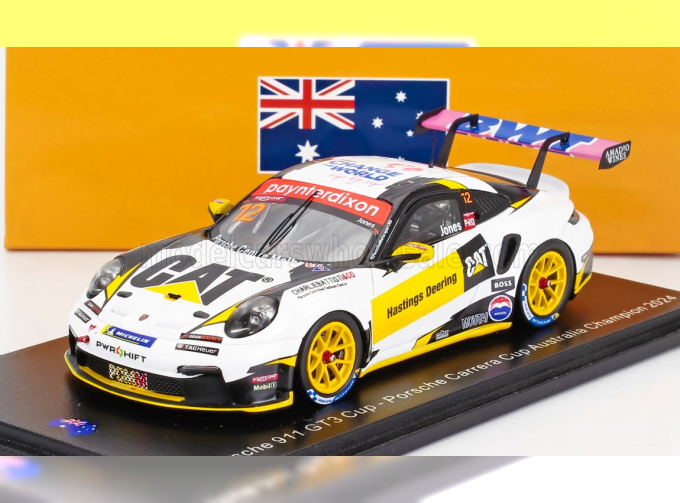 PORSCHE 911 992 Gt3 №12 Porsche Carrera Cup Australia Champion (2024) Harri Jones, White Yellow Black