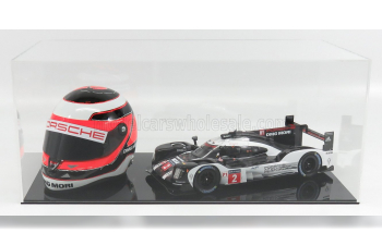 Plastic Display For 1/18 Car And 1/2 Helmet - Base Nera - Black Base - Lungh.lenght Cm 44.0 X Largh.width Cm 20.0 X Alt.height Cm 18.3 (altezza Interna Cm 17.4 ) - Car And Helmet Not Included