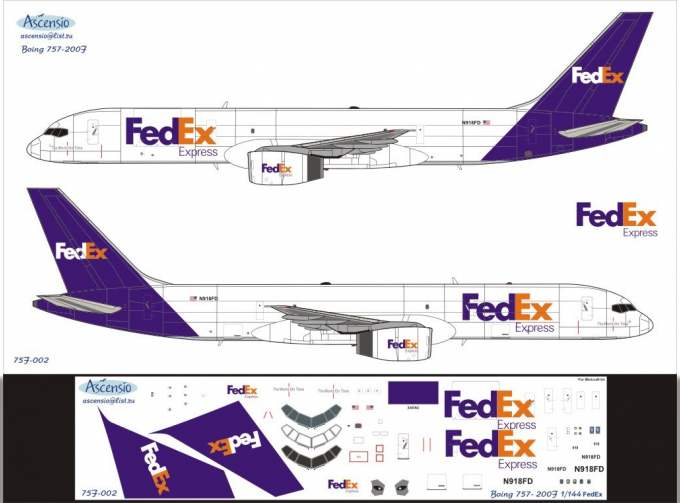 Декаль на самолет боенг 757-200F (FDex)