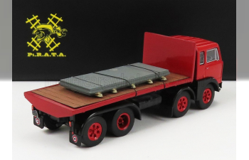 FIAT 690 Truck 4-assi Pianale Trasporto Lastre In Ferro (1960), Red