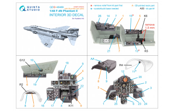 3D Декаль интерьера для F-4N Phantom II (Academy) (малая версия) (с 3D-печатными деталями)