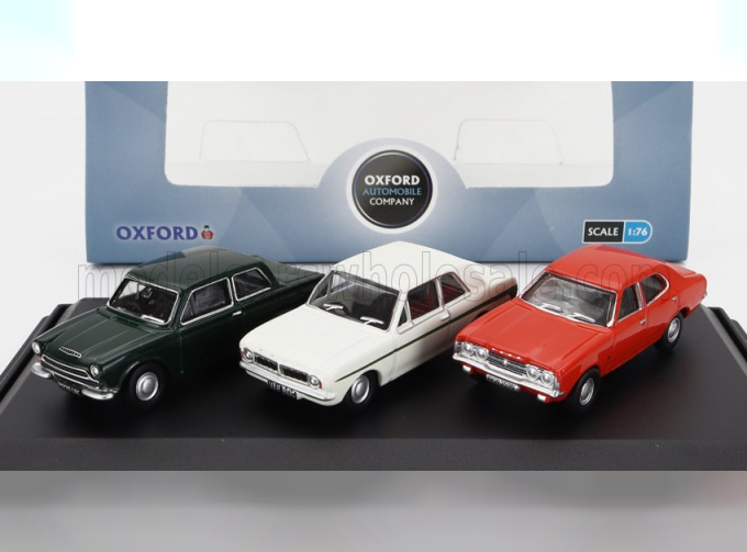 FORD Set 3x Cortina Mki (1962) - Mkii (1967) - Mkiii (1973), Green White Orange