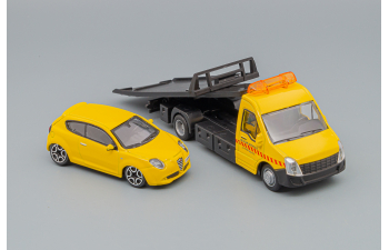 MERCEDES-BENZ Sprinter Soccorso Stradale With Alfa Romeo Mito (2010) - Carro Attrezzi - Wrecker Road Service, Yellow