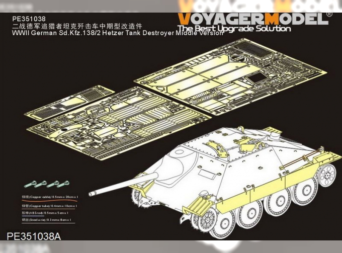 Фототравление WWII German Sd.Kfz.138/ 2 Hetzer Tank Destroyer Middle Version