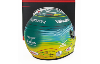 BELL HELMET Casco Helmet F1 Fernando Alonso Team Aston Martin Aramco Cognizant №14 Saudi Arabian Gp (2025), Green Yellow