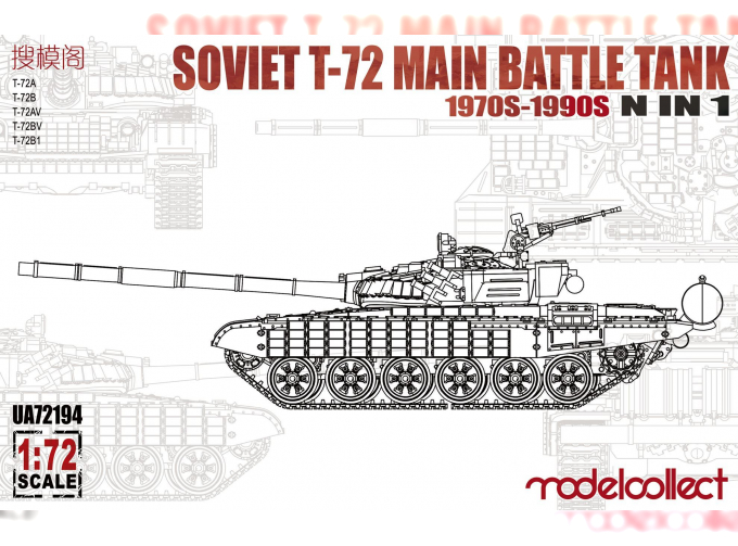 Сборная модель Танк Soviet Т-72 Main battle tank 1970s-1990s N in 1