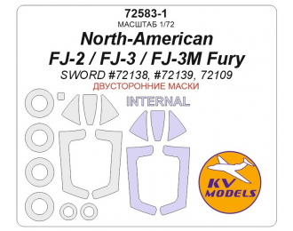 Маска окрасочная двухсторонняя North-American FJ-2 / FJ-3 / FJ-3M Fury (SWORD #72138, #72139, 72109) + маски на диски и колеса