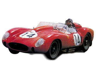 FERRARI 250 TR TESTAROSSA 3.0L V12 Spider Team Scuderia FERRARI №14 Winner 24h Le Mans Dirty Version  After Race (1958) Olivier Gendebien - Phill Hill - Con Vetrina - With Showcase