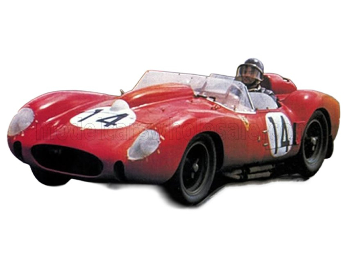 FERRARI 250 TR TESTAROSSA 3.0L V12 Spider Team Scuderia FERRARI №14 Winner 24h Le Mans Dirty Version After Race (1958) Olivier Gendebien - Phill Hill - Con Vetrina - With Showcase