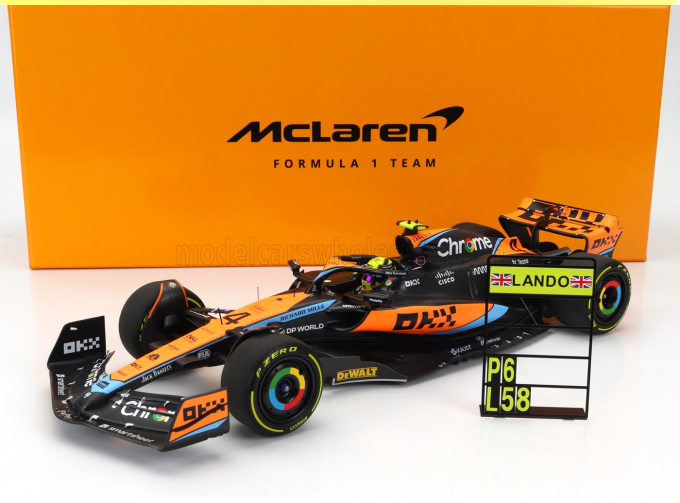 McLAREN F1  Mcl60 Team Mclaren N 4 6th Australian Gp With Pit Board 2023 Lando Norris, Orange Black