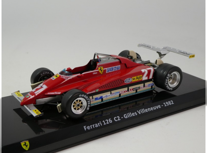 FERRARI F1 126c2 №27 Season (1982) Gilles Villeneuve - Con Vetrina - With Showcase, Red