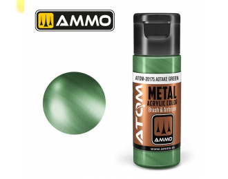 Краска акриловая ATOM COLOR METALLIC Зелёный Аотаке / Aotake Green, 20мл