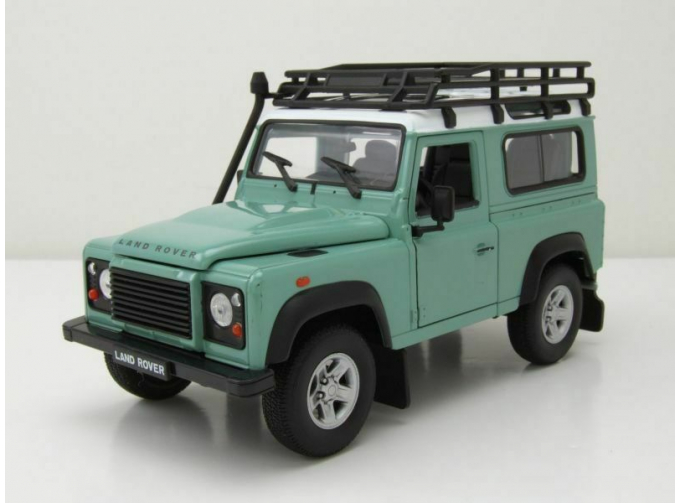 Land Rover Defender Off Road с верхним багажником, зеленый с белым