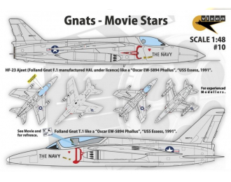 Декаль Gnats - Movie Stars - Folland Gnat T.1 and HAL HF-23 Ajeet from "Hotshots!"