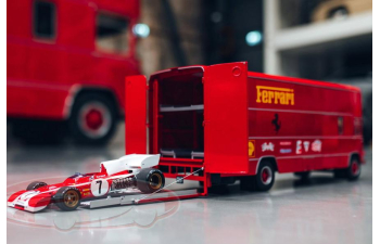 OM FIAT 150 Rolfo Scuderia Ferrari Race Car Transporter of the 70s  (1967), red