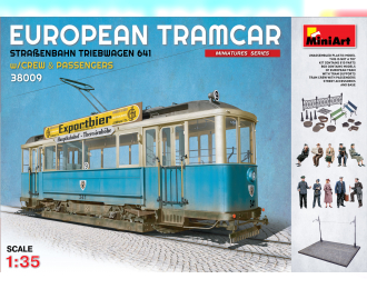 Сборная модель Трамвай  EUROPEAN TRAMCAR (StraBenbahn Triebwagen 641) w/CREW & PASSENGERS