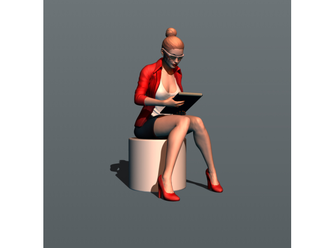 Фигура Секретарша со списком (масштаб 1:24), окрашенная