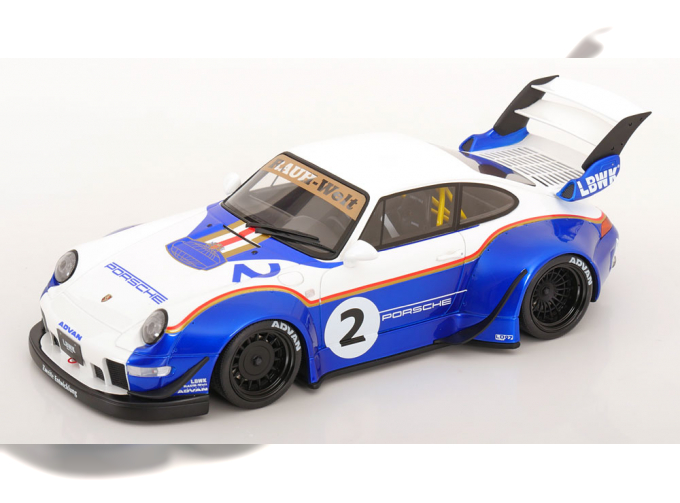 PORSCHE 911 (993) RWB X Liberty Walk Rothmans (2023), blue metallic /white