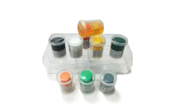 Прозрачный пластиковый ящик с 9 баночками 25.5х12.8х4.5см