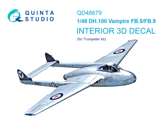 3D Декаль интерьера кабины DH.100 Vampire FB.5/FB.9 (Trumpeter)