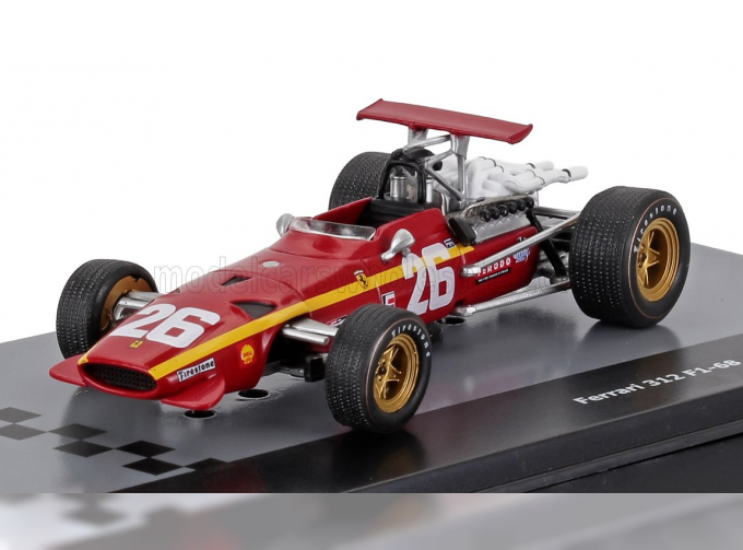 FERRARI F1 312 F1-68 №26 Season (1968) Jacky Ickx - Con Vetrina - With Showcase, Red White