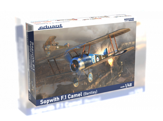 Сборная модель истребитель Sopwith F.1 Camel с двигателем Bentley BR.1 версия Weekend