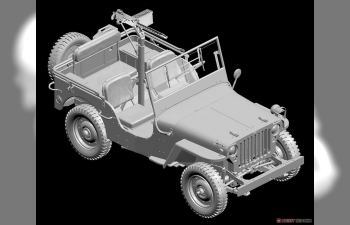 Сборная модель JEEP Willys Mb U.s 1/4 Ton 4x4 Military Machine Gun 1942, Military Green