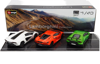 Набор из трех моделей LAMBORGHINI Set 3x Revuelto Hybrid (2023) - Huracan Performante - Countach Lpi 800-4 (2021)