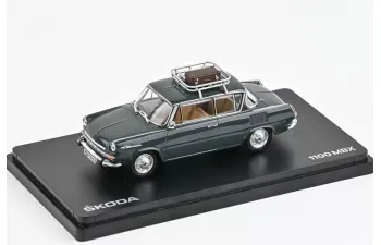 SKODA 1100 Mbx (1969), Темно-серый с багажником на крыше и чемоданом