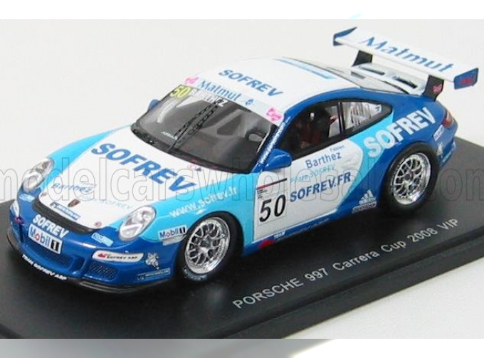 PORSCHE 911 997 N50 Team Sofrev - Asp Carreracup (2008) Vip Fabien Barthez, White Blue