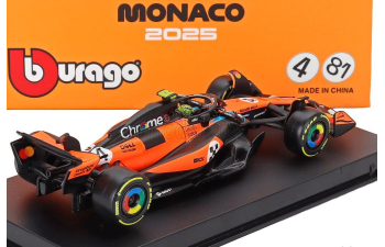 McLAREN F1 Mcl39 Team Mclaren №4 World Champion Winner Monaco Gp (2025) Lando Norris - With Pilot And Showcase, Orange Black